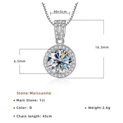 2Ct Moissanite Necklace Earrings Set Sterling Silver 925 Wedding Jewelry