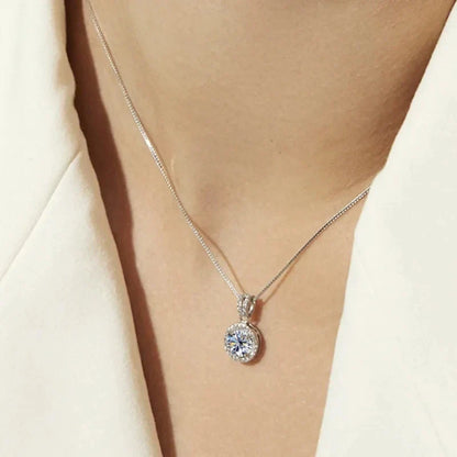 2Ct Moissanite Necklace Earrings Set Sterling Silver 925 Wedding Jewelry