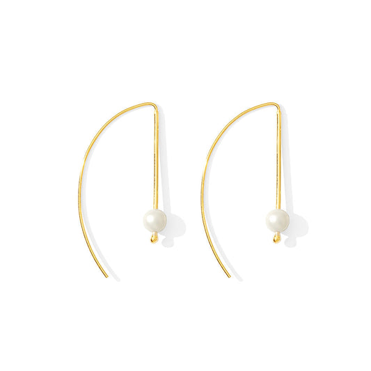 Freshwater Pearl Hook Earrings Gold Plated Recycled Shell Minimalist Jewelry