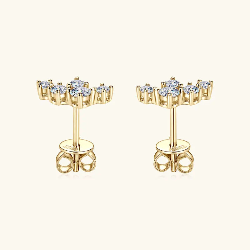 Moissanite 5-Stone D VVS1 Stud Earrings 925 Sterling Silver Push-Back Sparkling Women's Jewelry