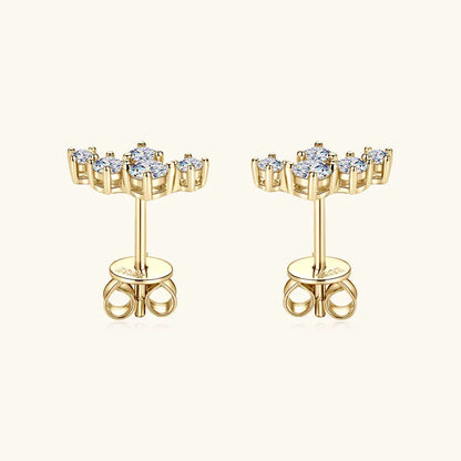 Moissanite 5-Stone D VVS1 Stud Earrings 925 Sterling Silver Push-Back Sparkling Women's Jewelry