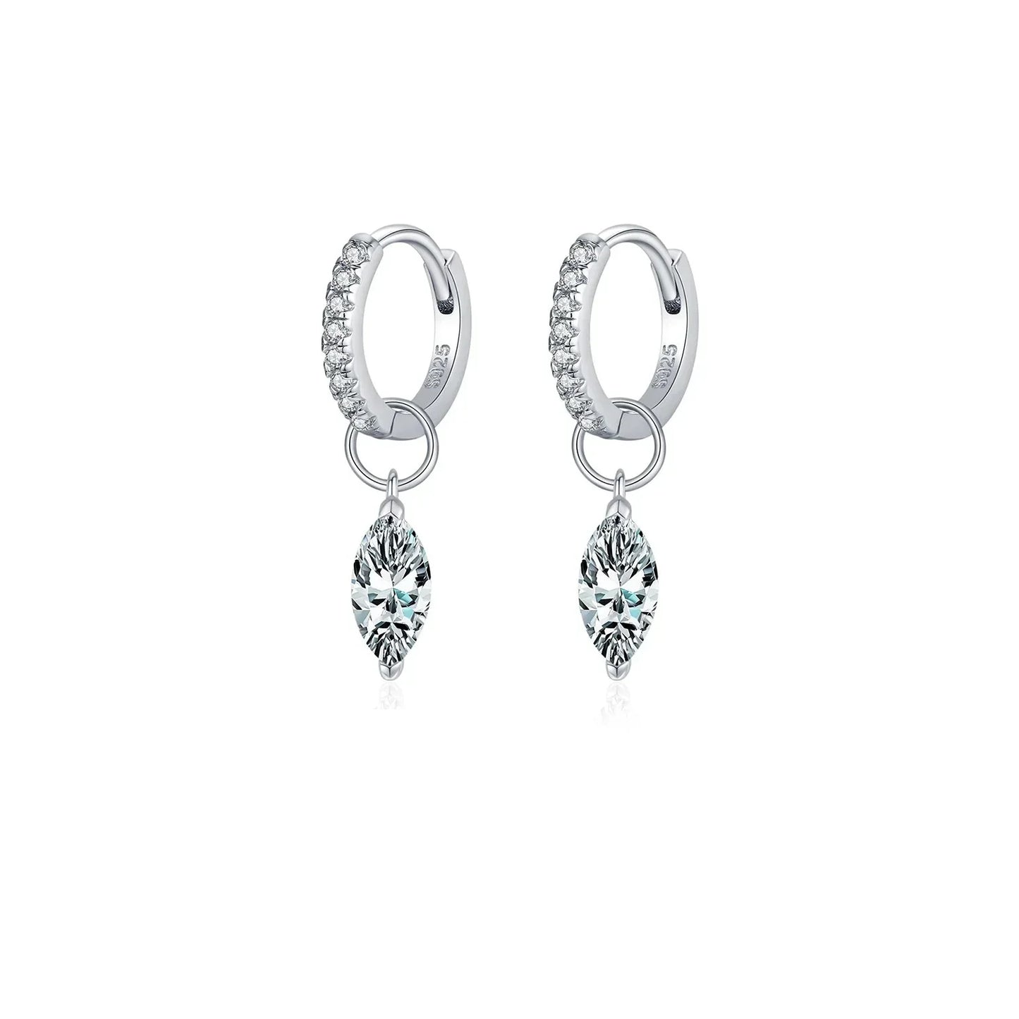 Moissanite 925 Sterling Silver Geometric Hoop Earrings For Women Fine Jewelry