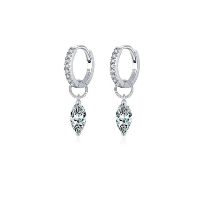 Moissanite 925 Sterling Silver Geometric Hoop Earrings For Women Fine Jewelry