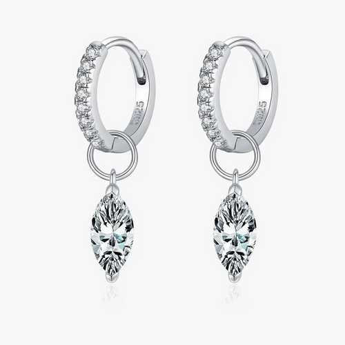 Moissanite 925 Sterling Silver Geometric Hoop Earrings For Women Fine Jewelry