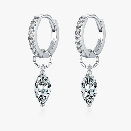 Moissanite 925 Sterling Silver Geometric Hoop Earrings For Women Fine Jewelry