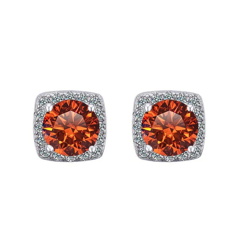 Moissanite Stud Earrings 925 Sterling Silver Round Cut Classic Women's Jewelry