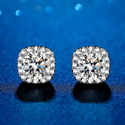 Moissanite Stud Earrings 925 Sterling Silver Round Cut Classic Women's Jewelry
