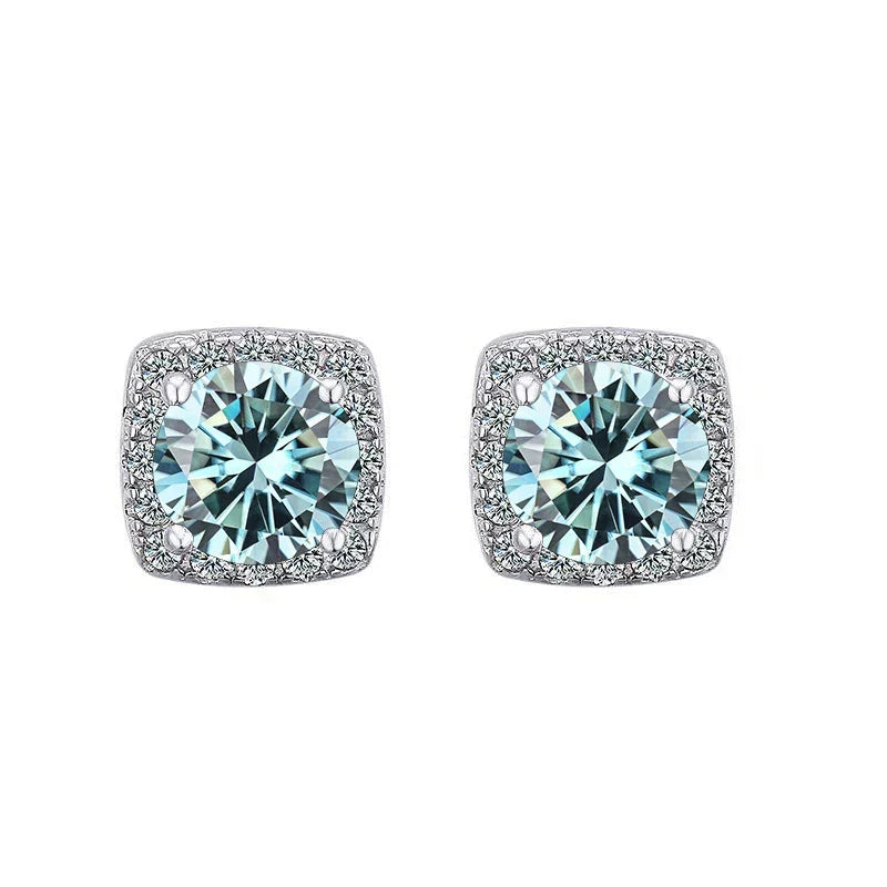 Moissanite Stud Earrings 925 Sterling Silver Round Cut Classic Women's Jewelry