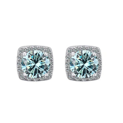 Moissanite Stud Earrings 925 Sterling Silver Round Cut Classic Women's Jewelry