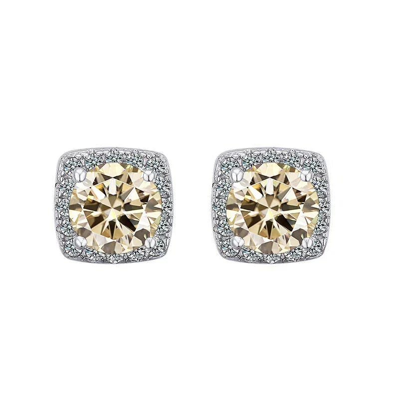 Moissanite Stud Earrings 925 Sterling Silver Round Cut Classic Women's Jewelry