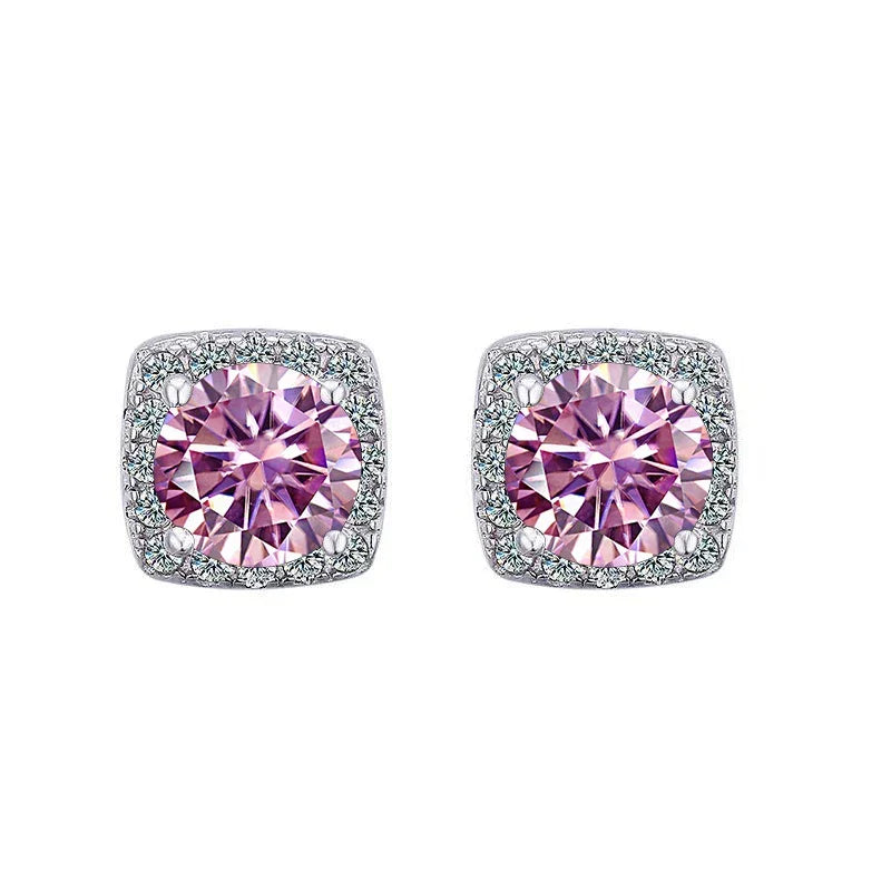 Moissanite Stud Earrings 925 Sterling Silver Round Cut Classic Women's Jewelry
