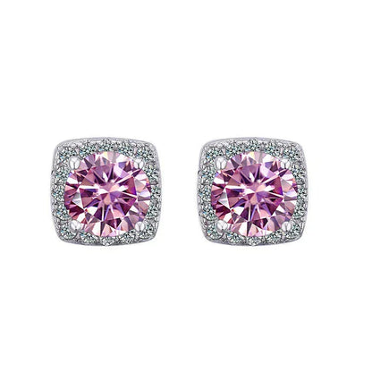Moissanite Stud Earrings 925 Sterling Silver Round Cut Classic Women's Jewelry