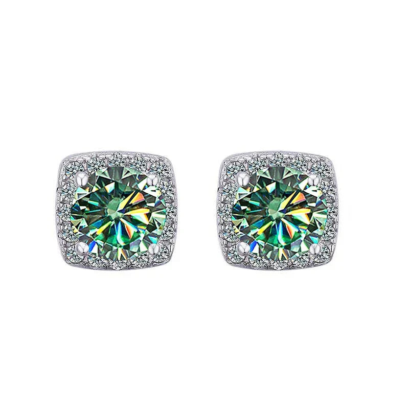 Moissanite Stud Earrings 925 Sterling Silver Round Cut Classic Women's Jewelry