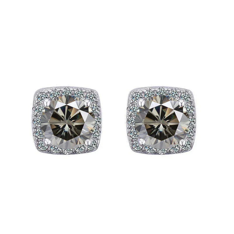 Moissanite Stud Earrings 925 Sterling Silver Round Cut Classic Women's Jewelry