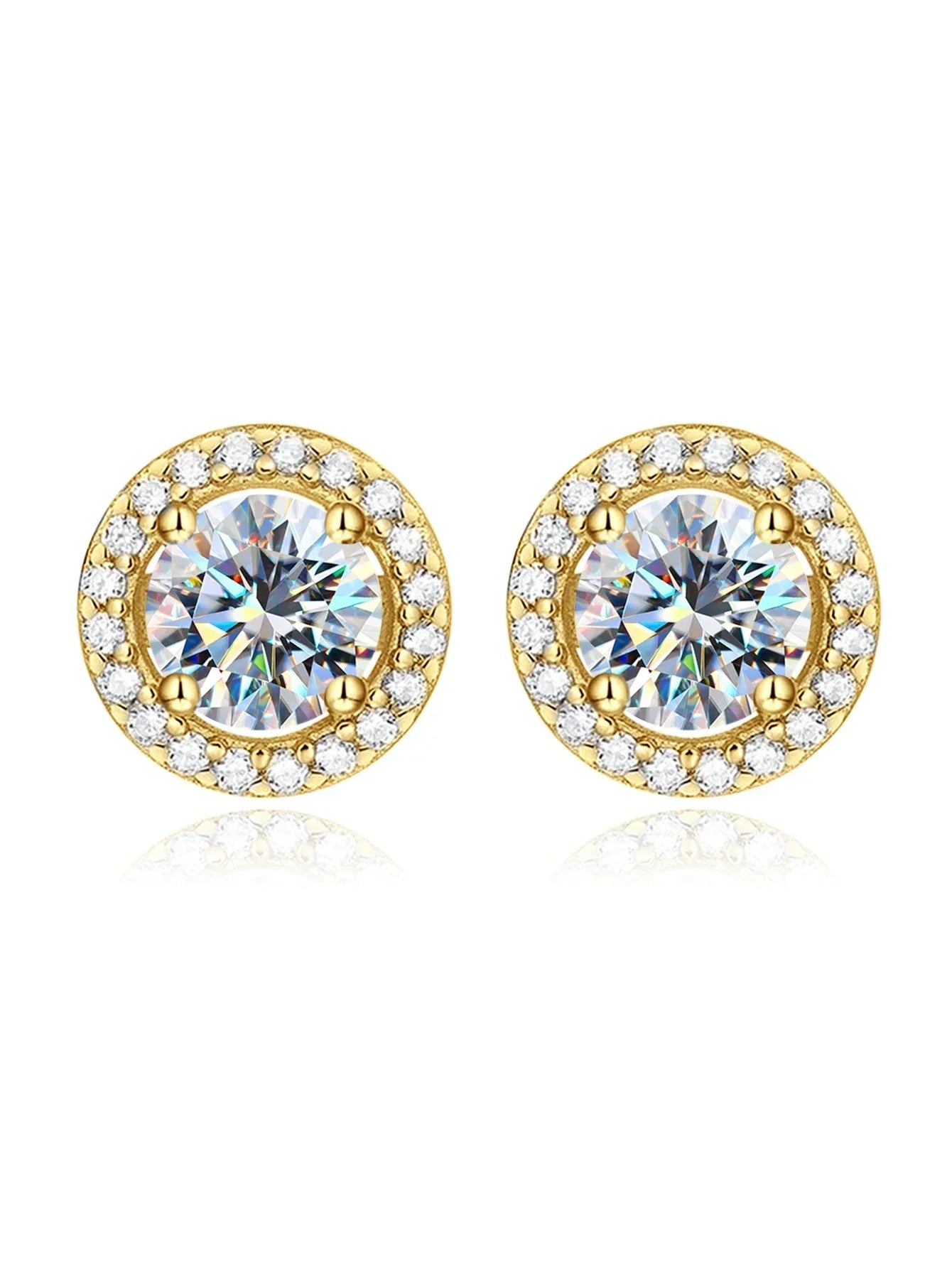 Moissanite Stud Earrings 925 Sterling Silver Round Halo Bridal Wedding Jewelry