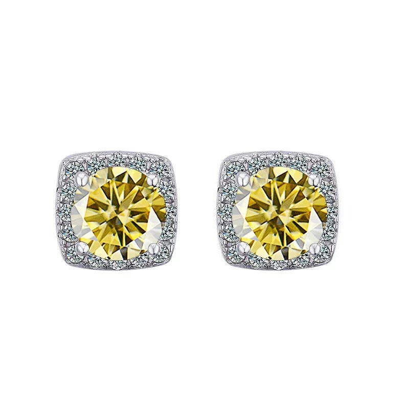 Moissanite Stud Earrings 925 Sterling Silver Round Cut Classic Women's Jewelry