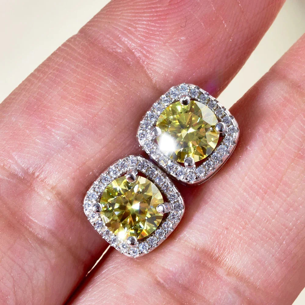 Moissanite Stud Earrings 925 Sterling Silver Round Cut Classic Women's Jewelry